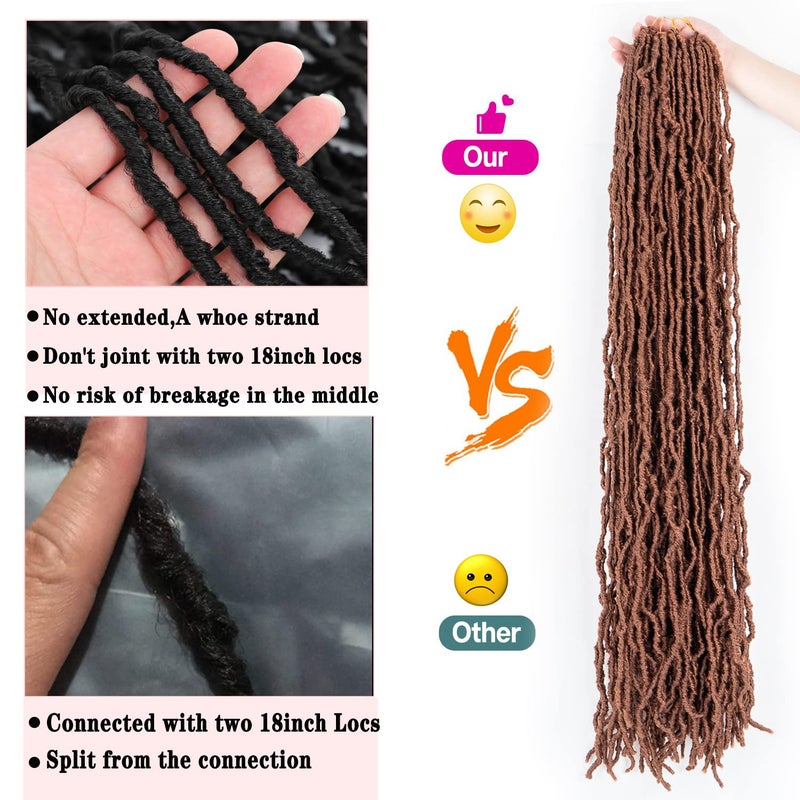 FALEMEI 36 Inch Faux Locs Crochet Hair Super Long Soft Locs Crochet Braids Hair 6 Packs/lot 105g Goddess Locs Dreadlocs Synthetic Hair Extend Pre Looped brown Soft Braiding for Women (36 Inch, 30#) - Image 3